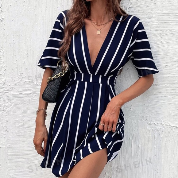 Navy blue striped nautical sun dress!! Size small. Never worn!! - Picture 1 of 2